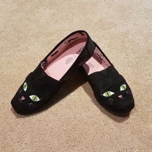 Toms Black Cat Canvas Shoes